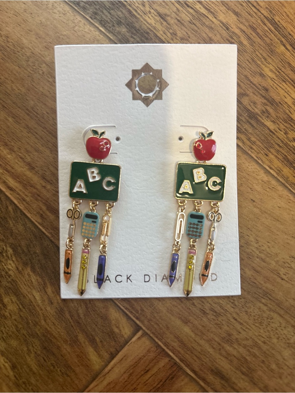 Black Diamond Back to School Teacher Earrings